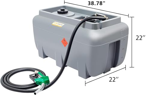 KING CHAO FOO 52 Gallon Portable Fuel Tank, Gasoline Fuel Tank with 12V Electric Fuel Transfer Pump, Diesel Fuel Tank with 19ft Electric Wire & 3 Gears Padlock Manual Fuel Nozzle (Red)