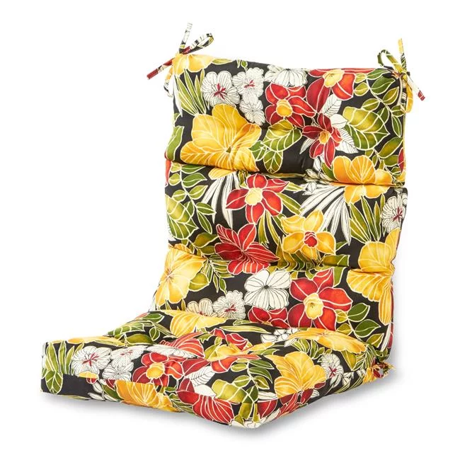 Greendale Home Fashions AZ6809S2-ALOHA-BLACK 44 x 22 in. Outdoor High Back Chair Cushion, Aloha Black - Set of 2 - Curated Treasures Market