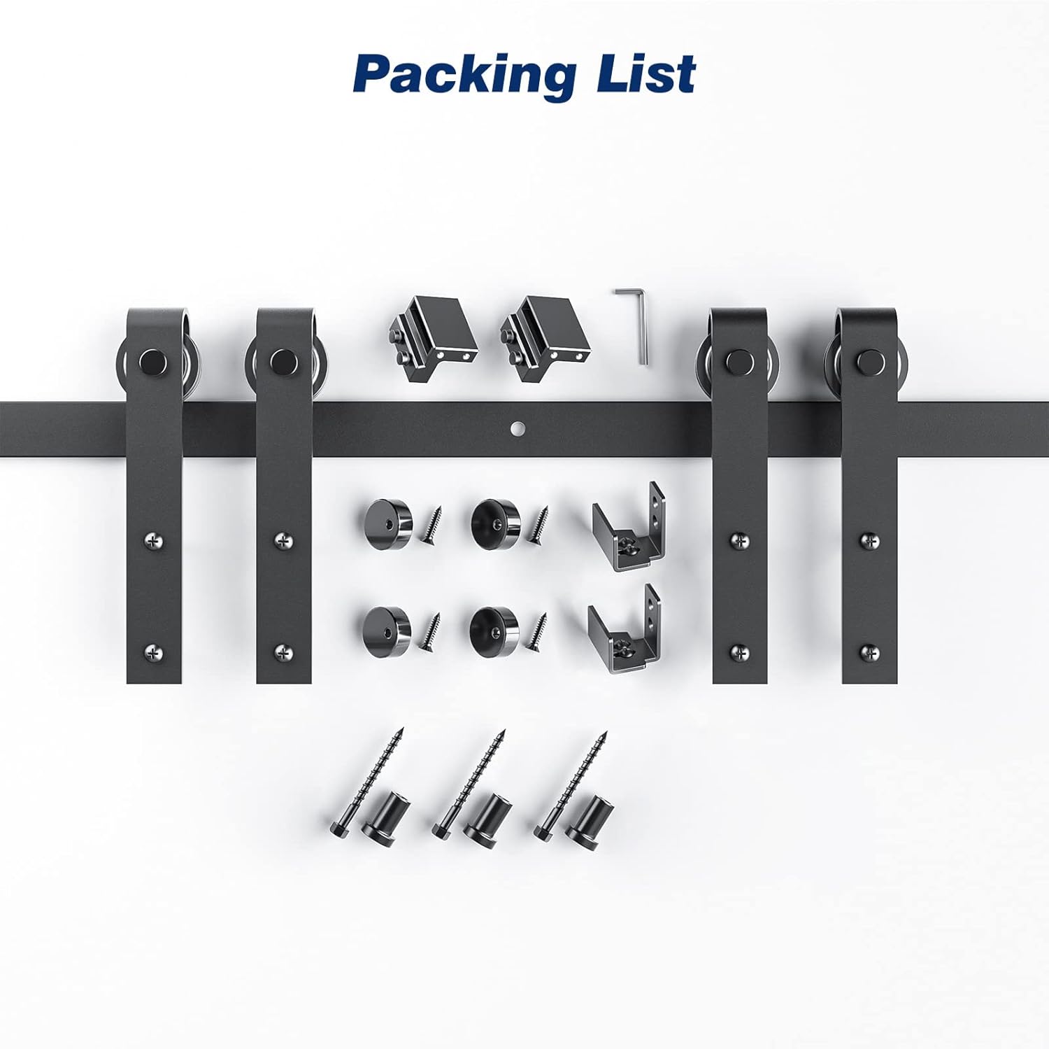 EaseLife 5 FT Cabinet Mini Sliding Double Barn Door Hardware Track Kit,Easy Install,Slide Smoothly Quietly,Apply for Storage Window TV Stand and Other Shielding (No Cabinet)
