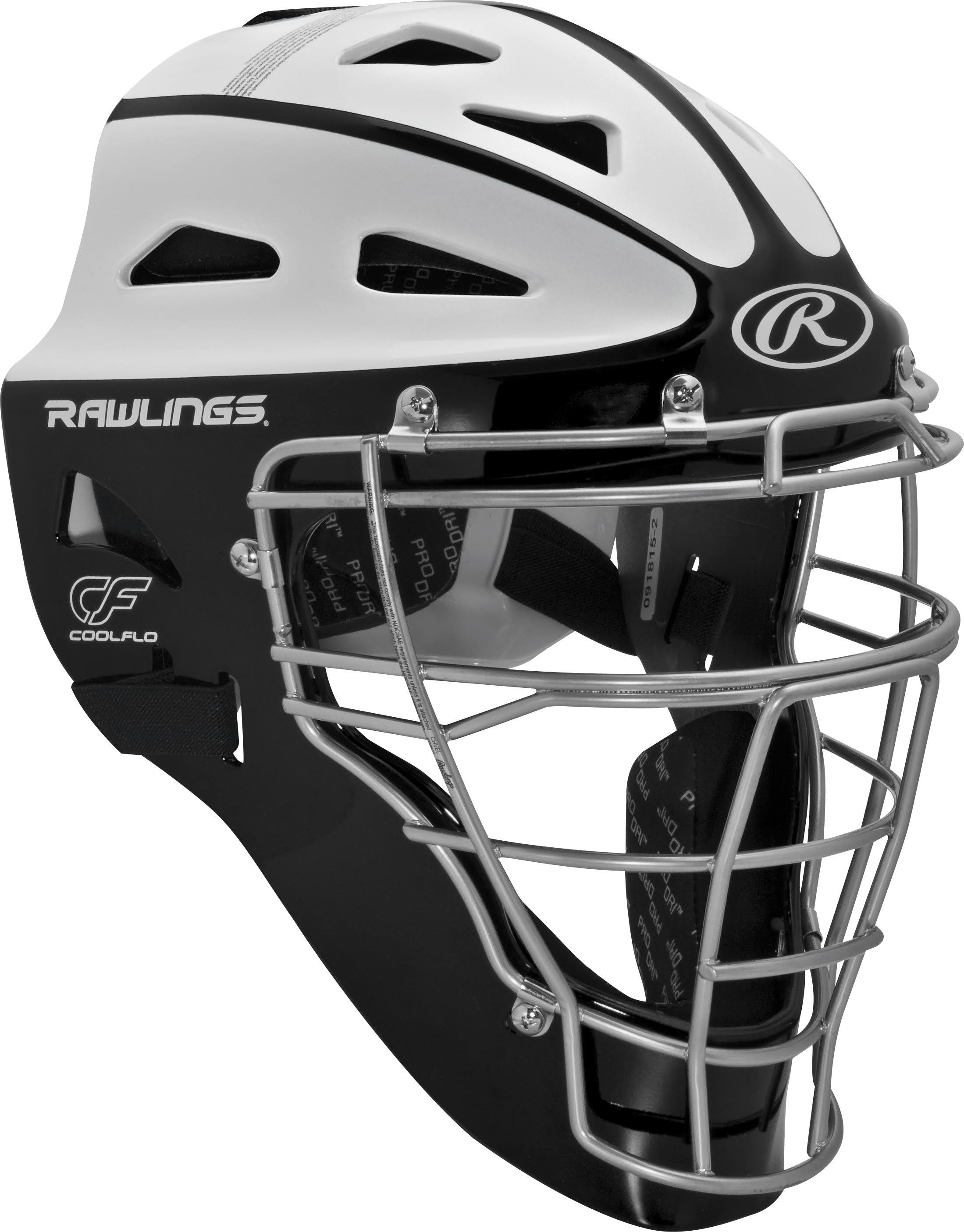 Rawlings Velo Adult Softball Catcher&s Helmet, Black/White