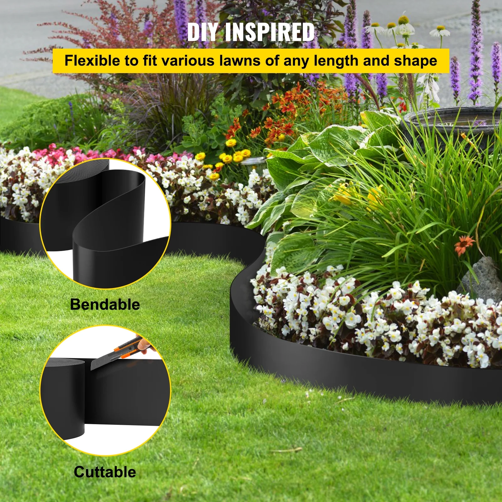 BENTISM Landscape Edging Terrace Board 40 ft Length 10 inch Depth Lawn Garden - Curated Treasures Market