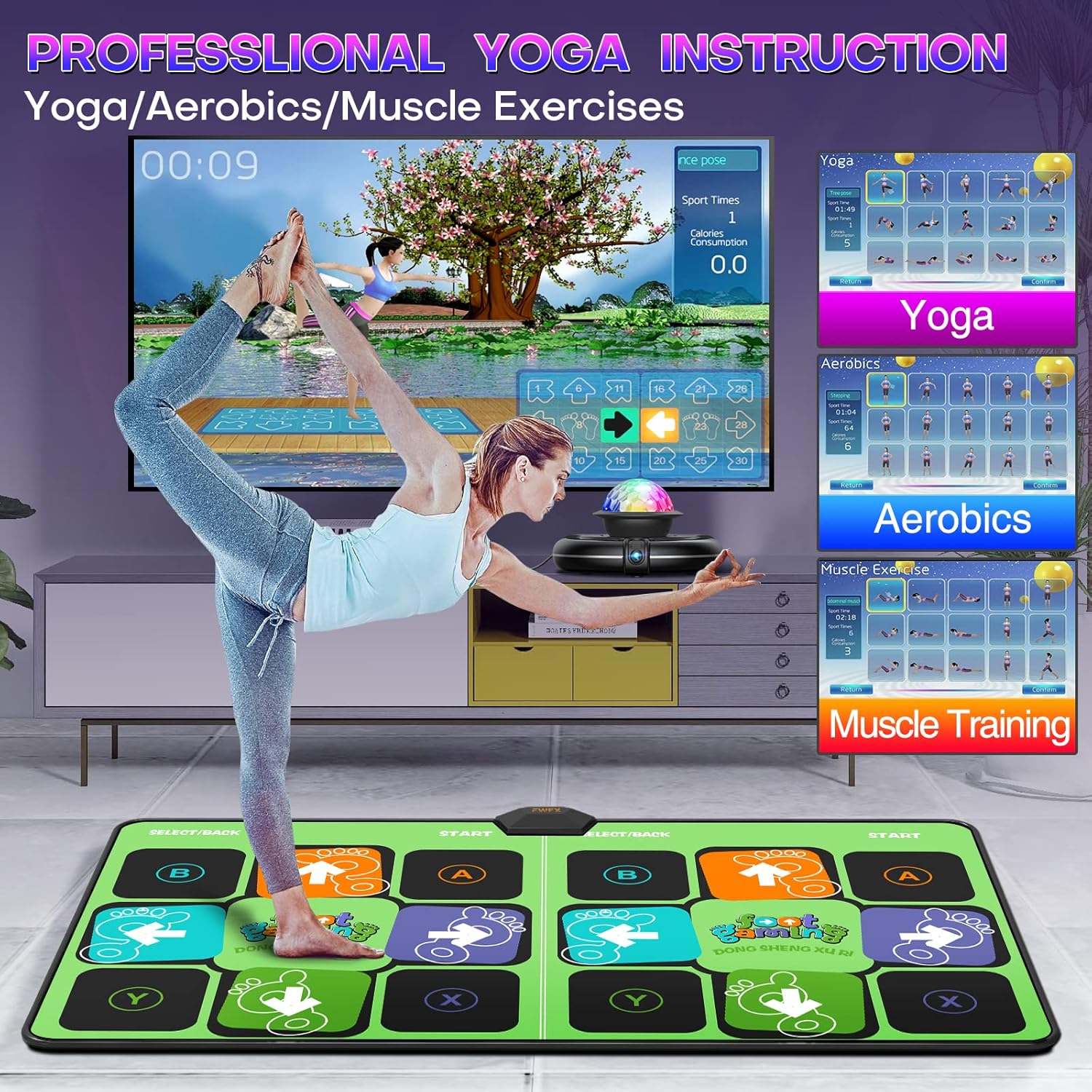 Dance Mat Games for TV - HDMI Wireless Musical Electronic Dance Mats with HD Camera, FWFX Double User Exercise Fitness Non-Slip Dance Step Pad Dancing Mat for Kids & Adults