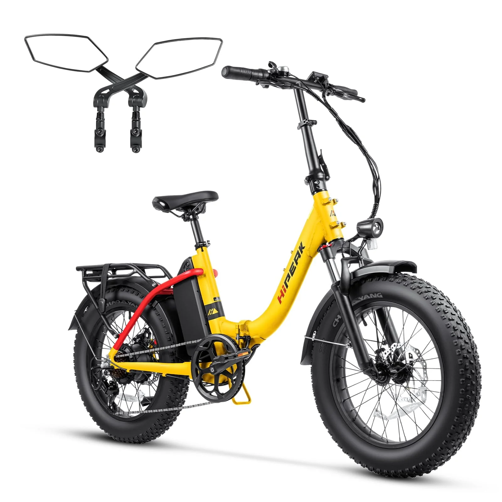 Hipeak 750W Electric Bike for Adults Folding Ebike 48V 15Ah 20 x 4.0 Fat Tire Electric Bike with Removable Battery, Foldable Adults Electric Bicycles 25MPH Front Suspension