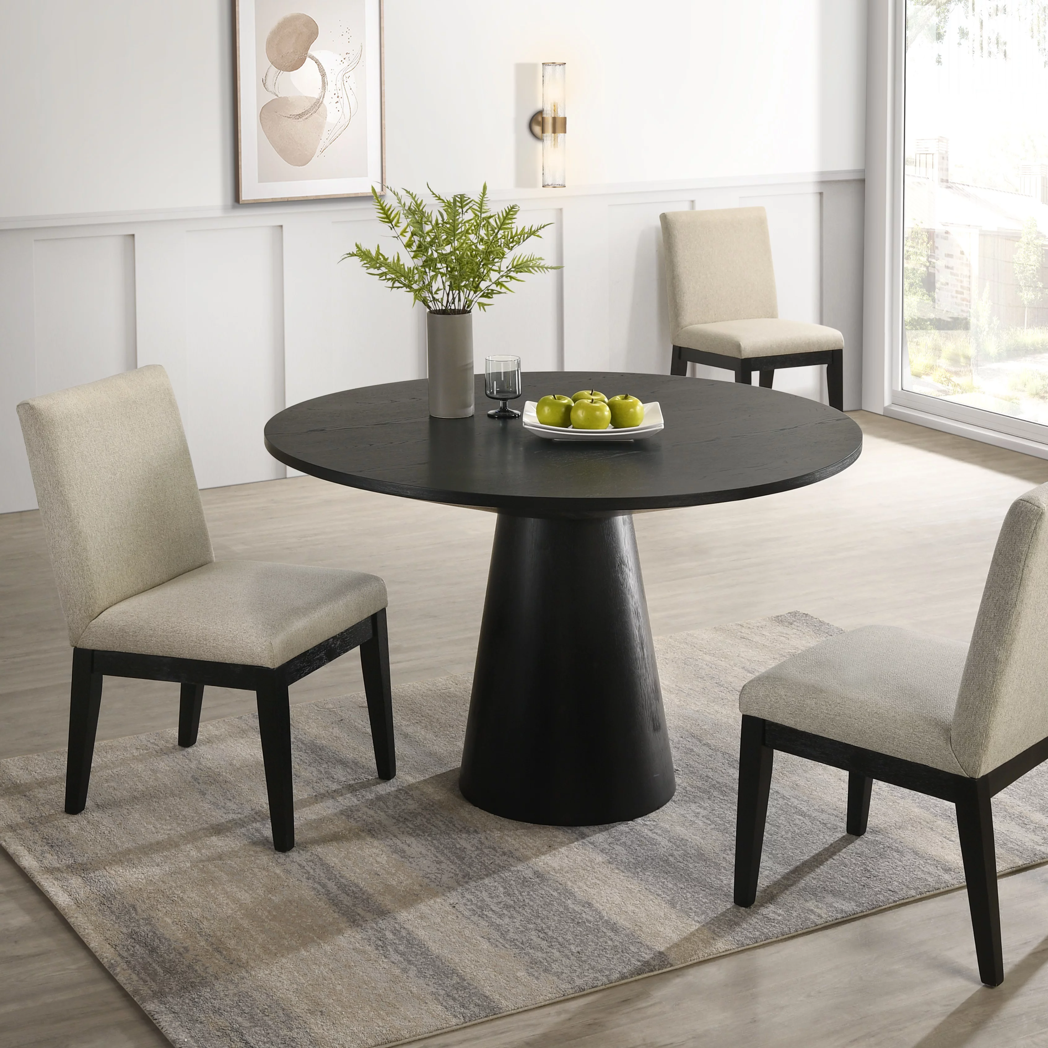 Roundhill Furniture Rocco Contemporary Pedestal Dining Table, Ebony