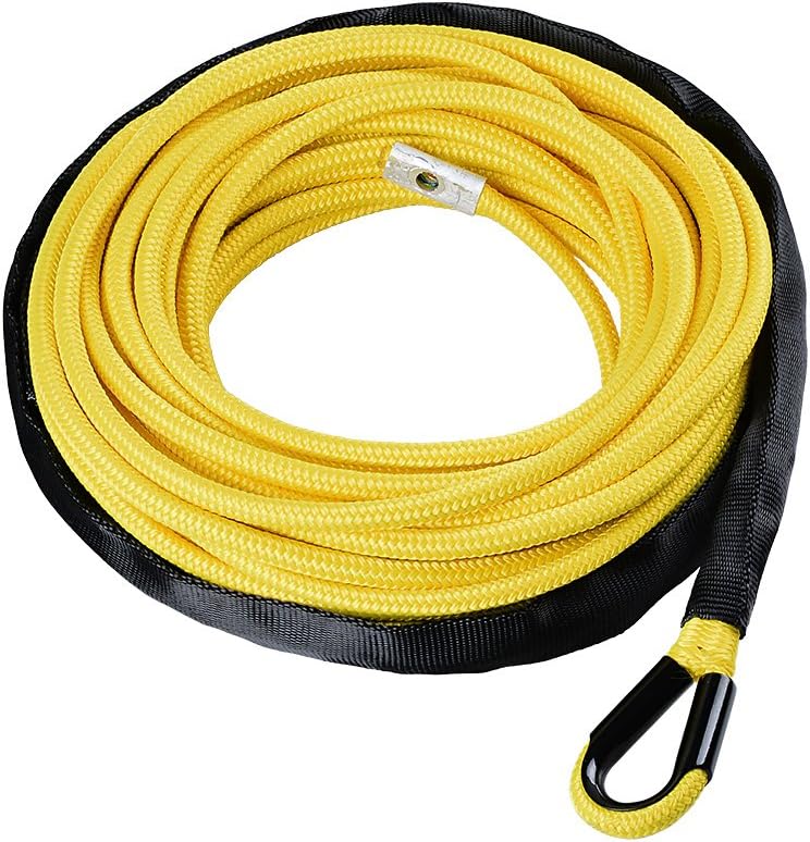 Astra Depot 85ft x 3/8 inch Synthetic Winch Line Rope 20500LBs and Heat Rock Guard Compatible for ATV UTV RV Truck KFI Marine Boat