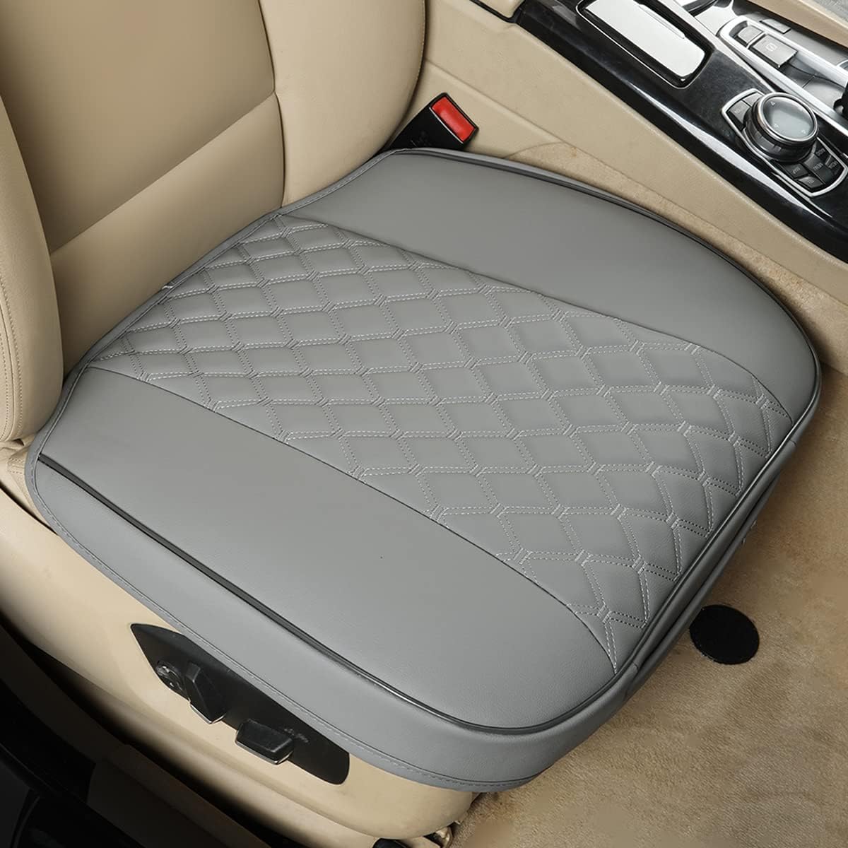 Black Panther Luxury Faux Leather Car Seat Cover Front Bottom Seat Cushion Cover, Anti-Slip and Wrap Around The Bottom, Fits 95% of Vehicles - 1 Piece,Black