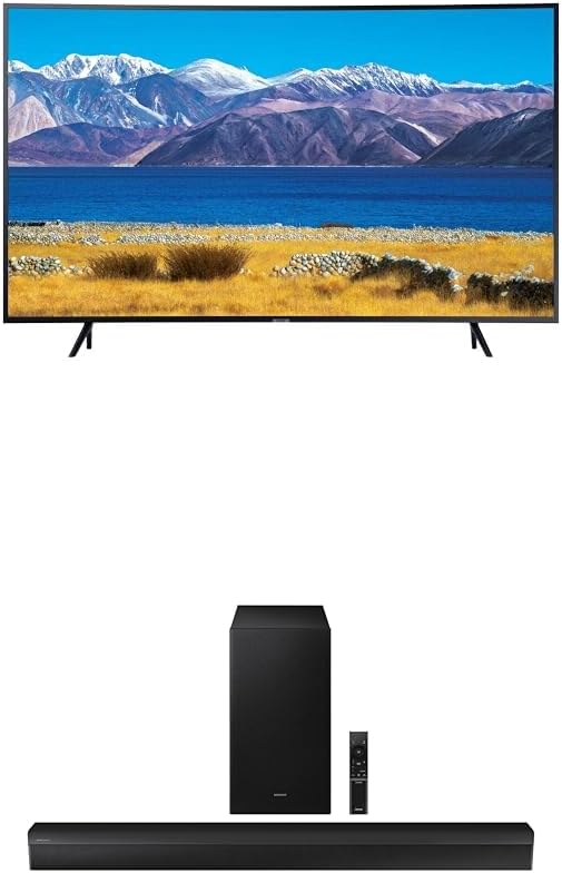 Samsung 55-Inch Class Crystal UHD TU8300 Series - 4K UHD Curved Smart TV (UN55TU8300FXZA) + Samsung B550D 3.1ch Soundbar w/DTS Virtual:X, Built-in Center Speaker, (Newest Model)