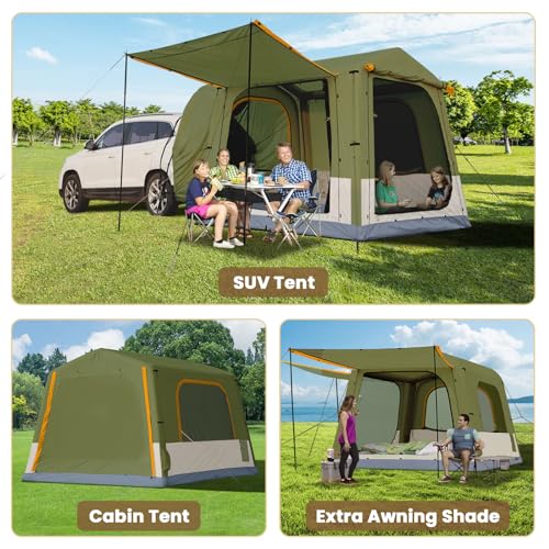 Inflatable Tents for Camping, Blow Up Tent with Hand Pump, Easy Setup Inflatable Hot Tent with Stove Jack, Waterproof Oxford Air Glamping Tents for Camping Adult 4-6 Person