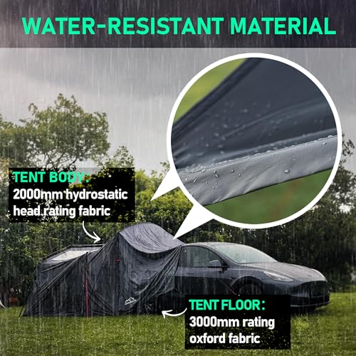 Otrifowd ACtent for Tesla Model 3&Y, Pop-Up SUV Tent w. Awning for Car Camping, Connects to Tesla Tailgate for Air-Conditioning, Sleeps 6 Adults, 10'x8.2'