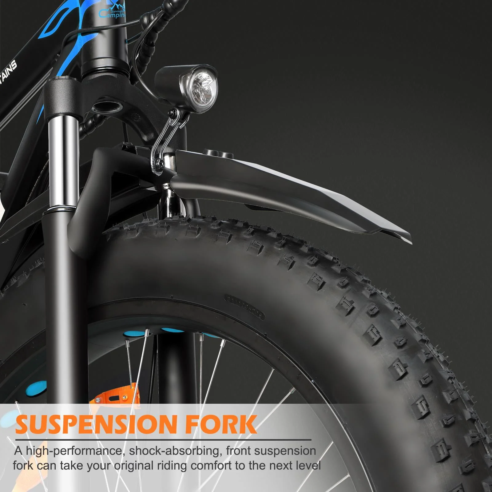 CamPingSurvivals 26 inch Electric Mountain Bicycle, 7-Speed Adult Ebike with 500W 48V 10Ah for Snow, Beach