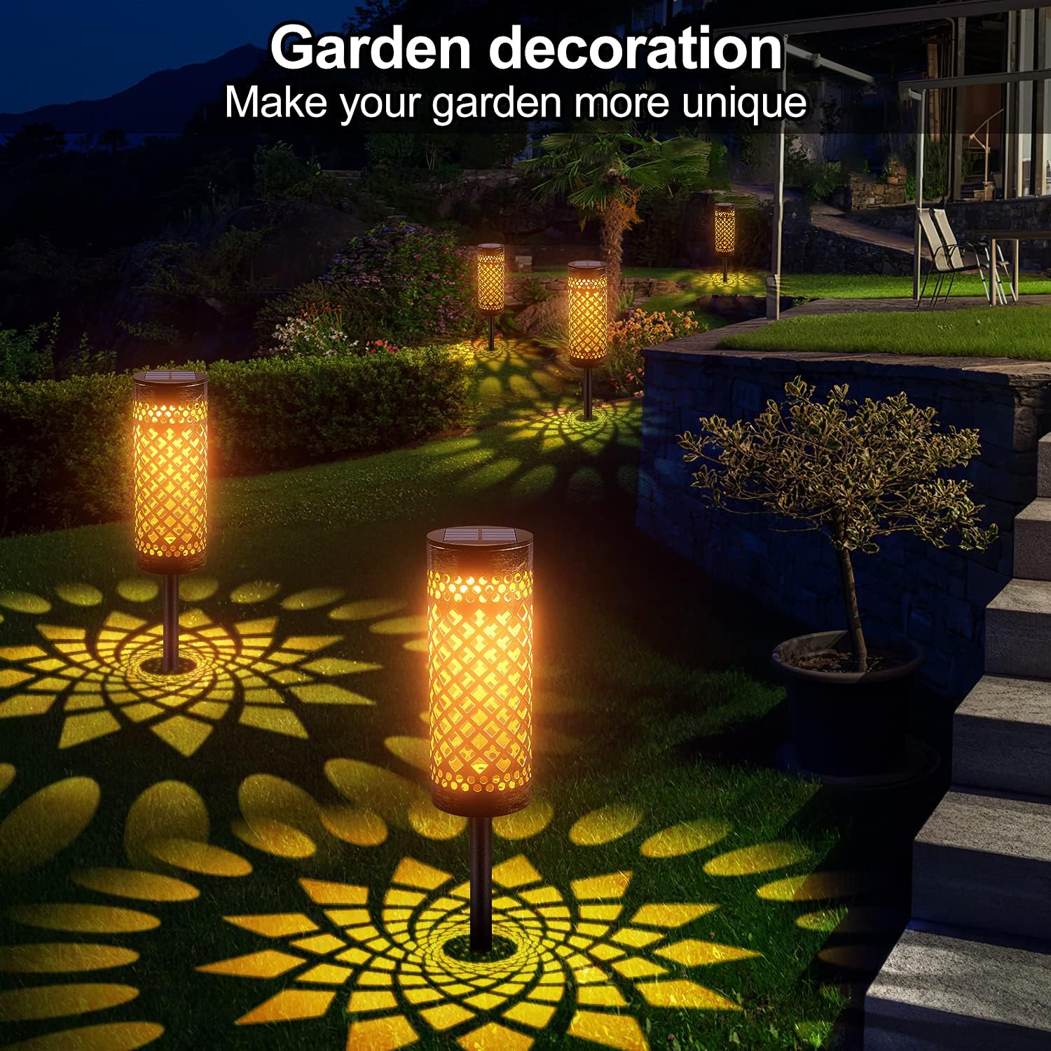6 Pack Solar Pathway Lights Outdoor, KOOPER Solar Lights Bright Metal Retro Solar Garden Lights Decorative Waterproof Solar Powered Led Landscape Lighting for Path Lawn Patio Yard Walkway