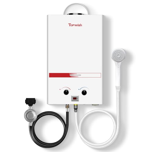 Propane Water Heater Tankless, 10L Portable Water Heater, 2.6GPM Portable Hot Water Heaters with Multi-Protection, Instant Camping Water Heaters for Camping, Outdoors Shower, RV Shower, White