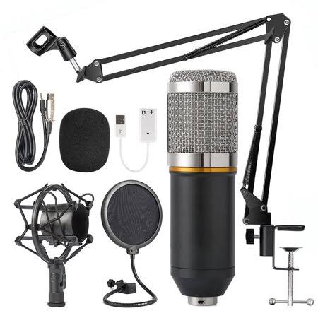 Juslike Condenser Microphone Bundle, Bm-800 PC Microphone Professional Cardioid Studio Mic Set with Mic Suspension Scissor Arm,