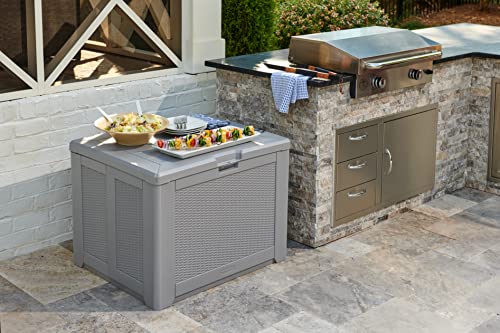 Rubbermaid Extra Large Resin Outdoor Storage Deck Box (134 Gal), Weather Resistant, Gray, Deck Organization for Home/Backyard/Pool Chemicals/Toys/Garden Tools/Porch/Patio Cushions