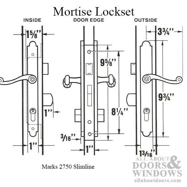 Marks Lock 2750 Slim Line Storm/ Security Door Lock Brass / Left Hand / Single Cylinder