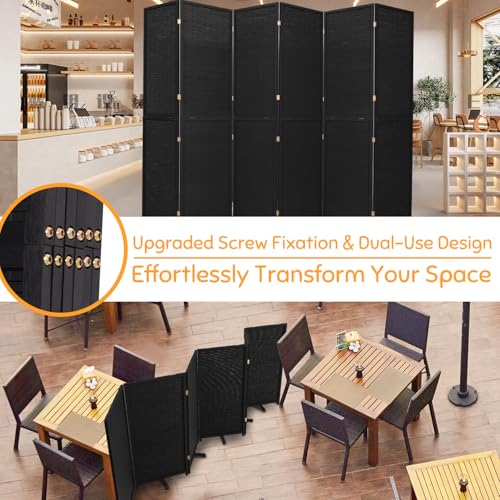 Bamboo Room Divider Folding Privacy Screens, Wall Divider for Room Separation, Portable Room Partitions and Dividers, 5.6FT Bamboo Mesh Woven Room Divider Panel (Brown, 4 Panel)