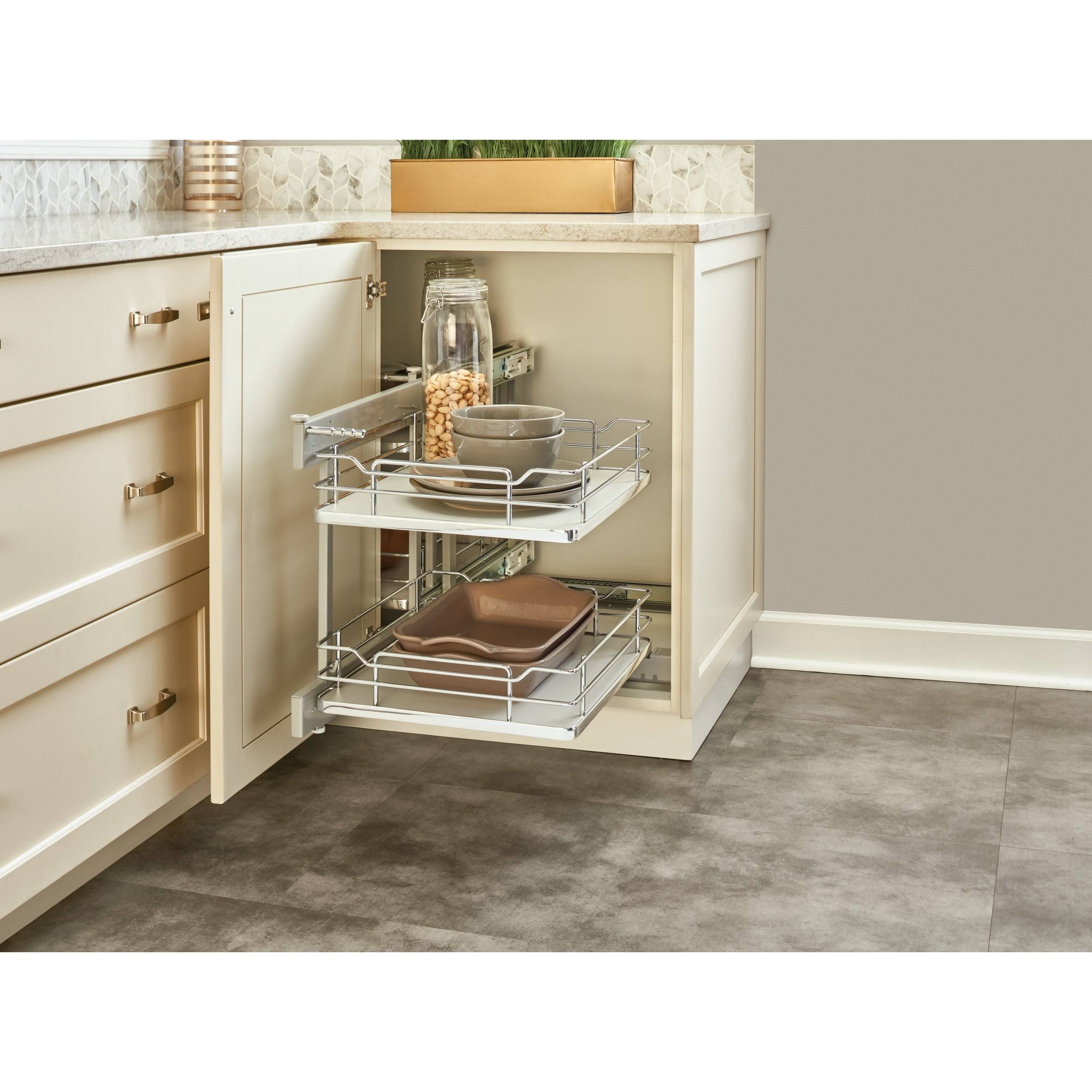 Rev-A-Shelf 18 in. Gray Blind Corner Organizer Soft-Close