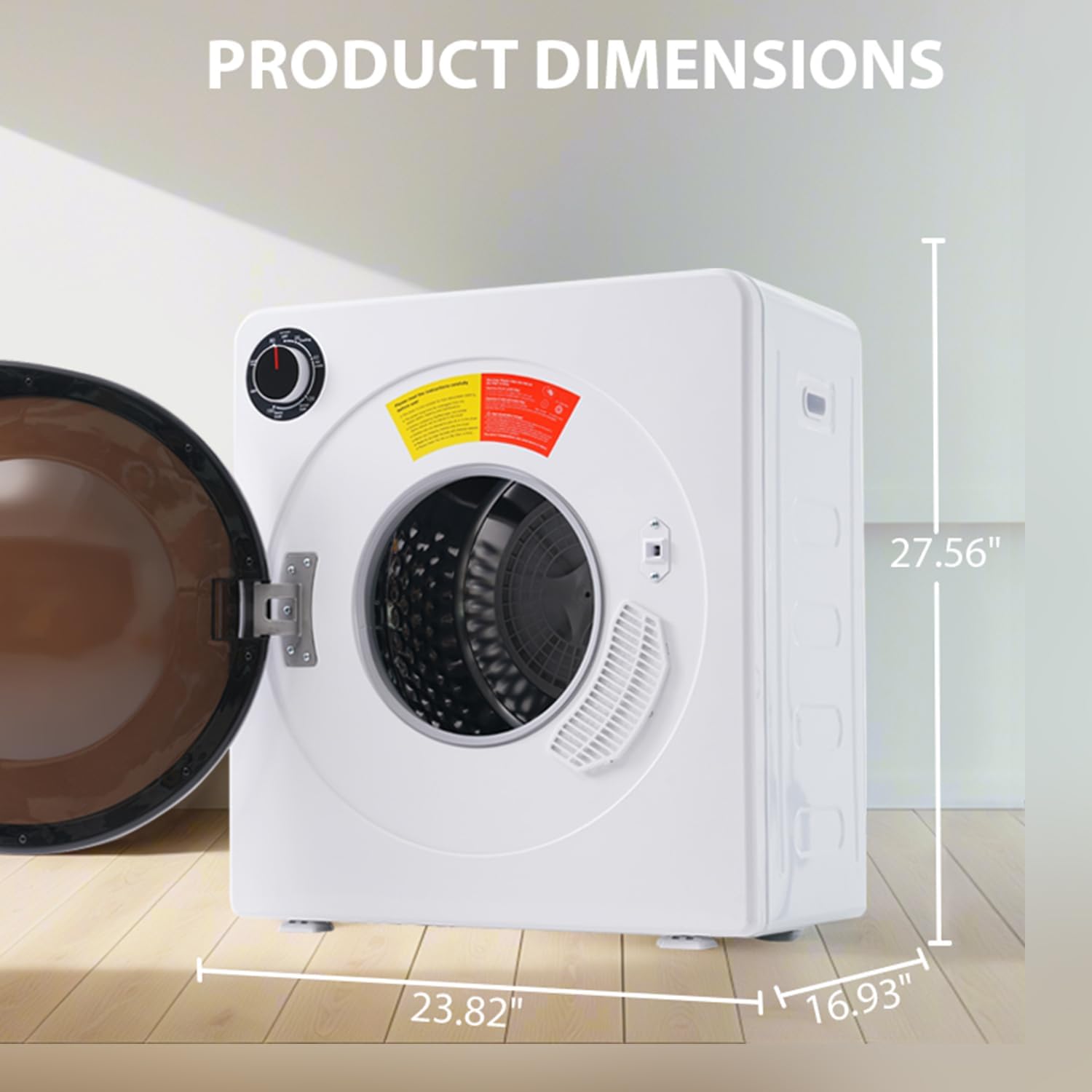 2.6 Cu.Ft. Mini Dryer Machine 1350W Portable Clothes Dryer with Overheating Protection Portable Dryer Machine for Clothes with Exhaust Duct Compact Clothes Dryer Machine for RV Apart Dorm