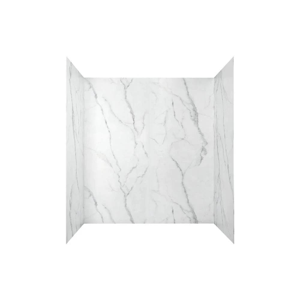 American Standard Passage 32 in. x 60 in. 4-Piece Glue-Up Alcove Bath Wall in Serene Marble