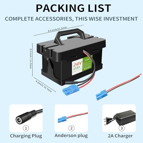 24V 12Ah Lithium Battery Replace Lead-Acid Battery 12FM7, for Dynacraft Realtree 24V UTVs Ride-On Cars & Toys - Lightweight & Long-Lasting