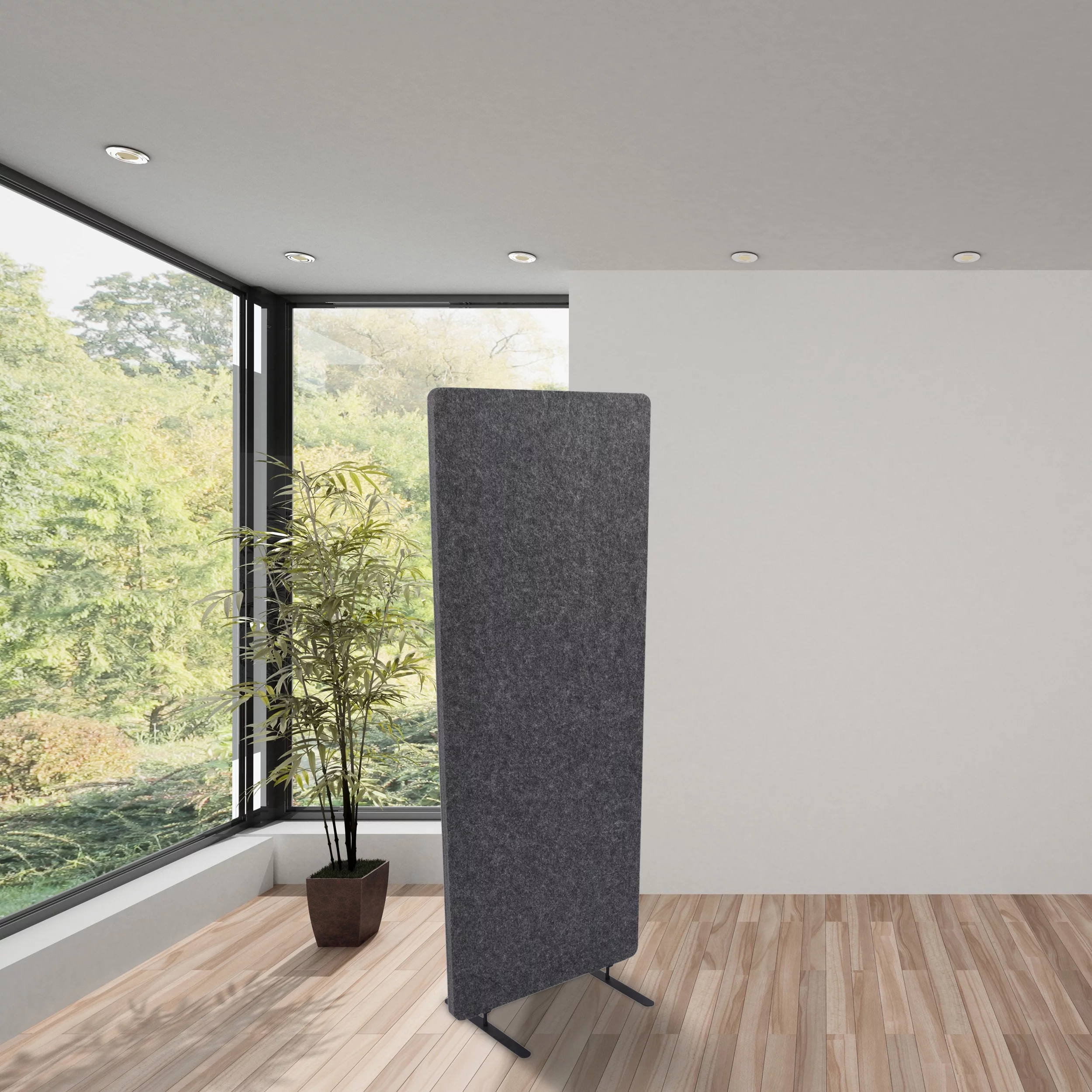 Stand Up Desk Store ReFocus Raw Freestanding Acoustic Desk Divider Privacy Panel to Reduce Noise and Visual Distractions (Anthracite Gray, 23.6"  x 62" )