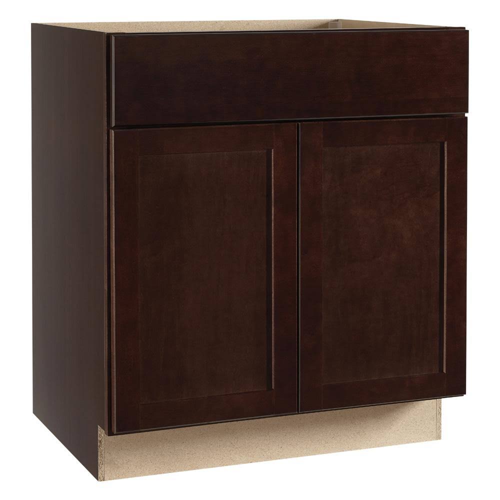 Hampton Bay Shaker Assembled 30 x 34.5 x 21 in. Bathroom Vanity Base Cabinet in Java