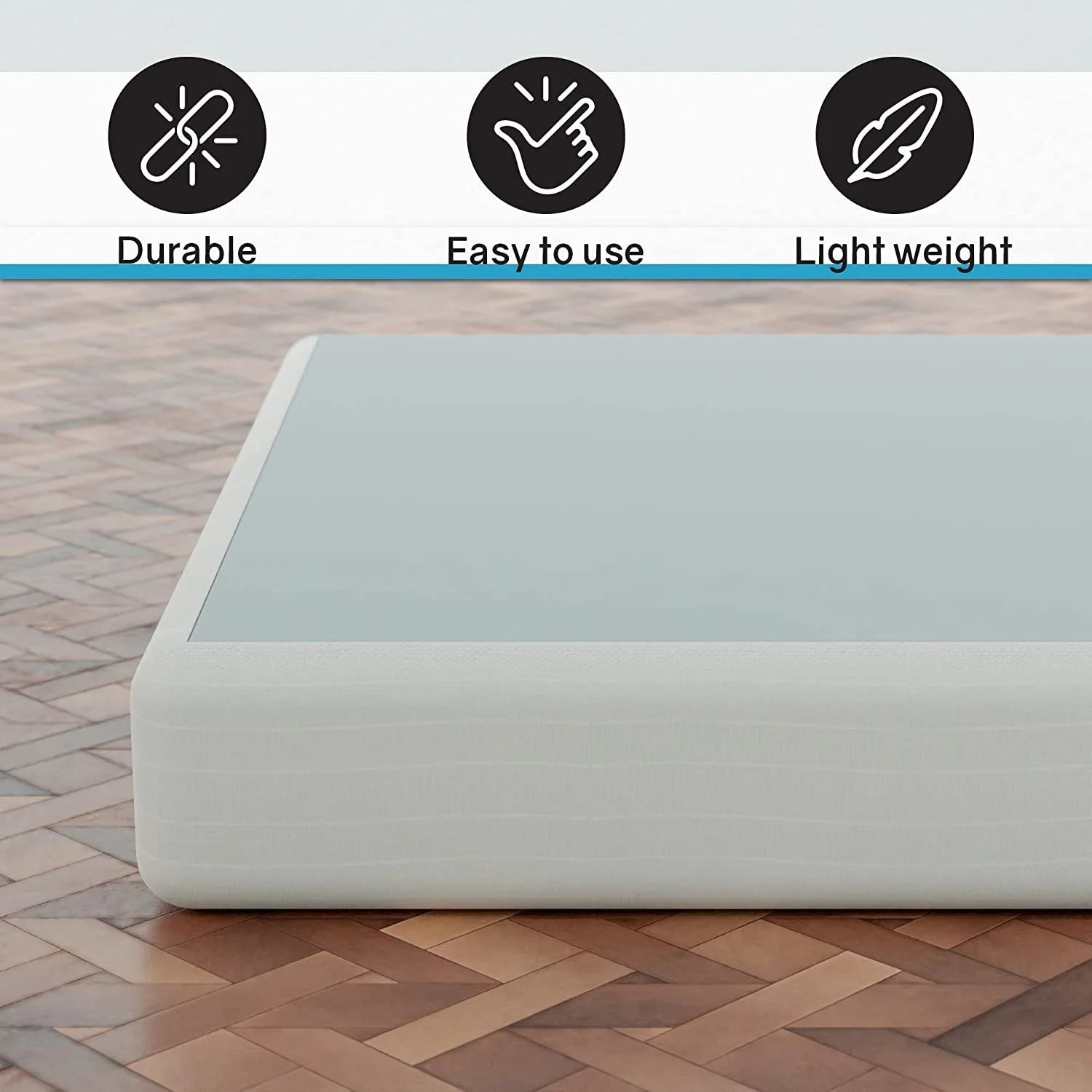 4.5-Inch Sturdy Box Spring for Mattress Support-Durable and Easy to Assemble Natural Wood Foundation for Full, White