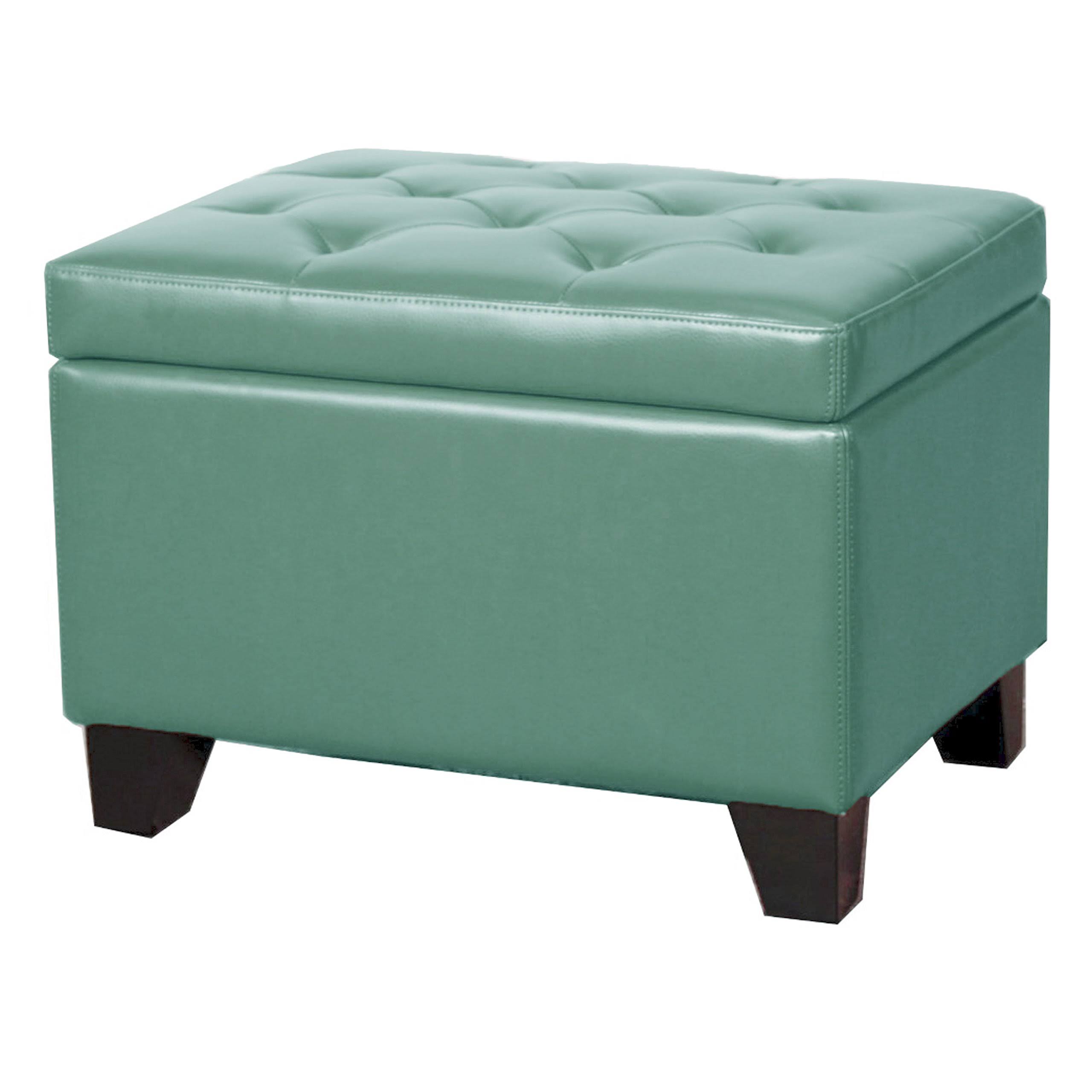New Pacific Direct Julian Rectangular Bonded Leather Storage Ottoman - Turquoise