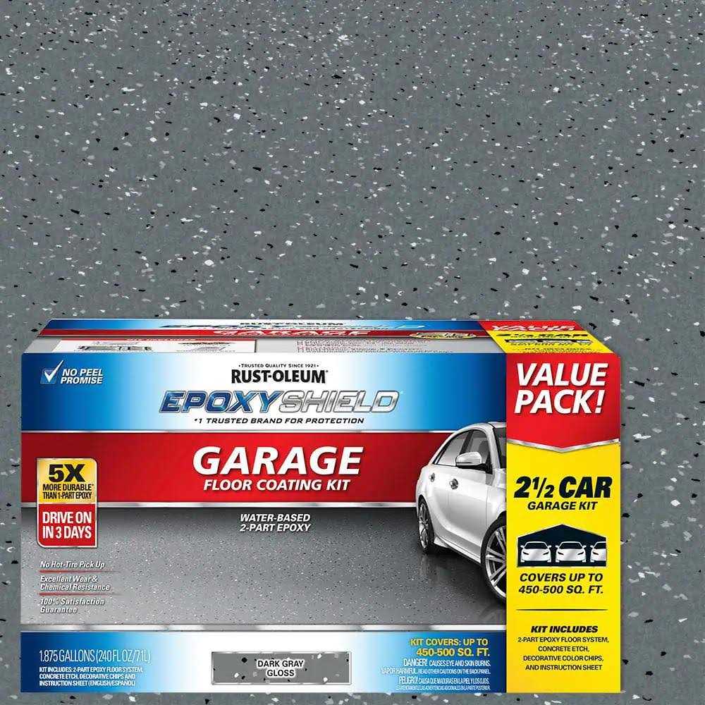 Rust-oleum 365186 EpoxyShield Garage Floor Coating 2.5 Car Kit Dark - Shop Hardware Tools Online Store