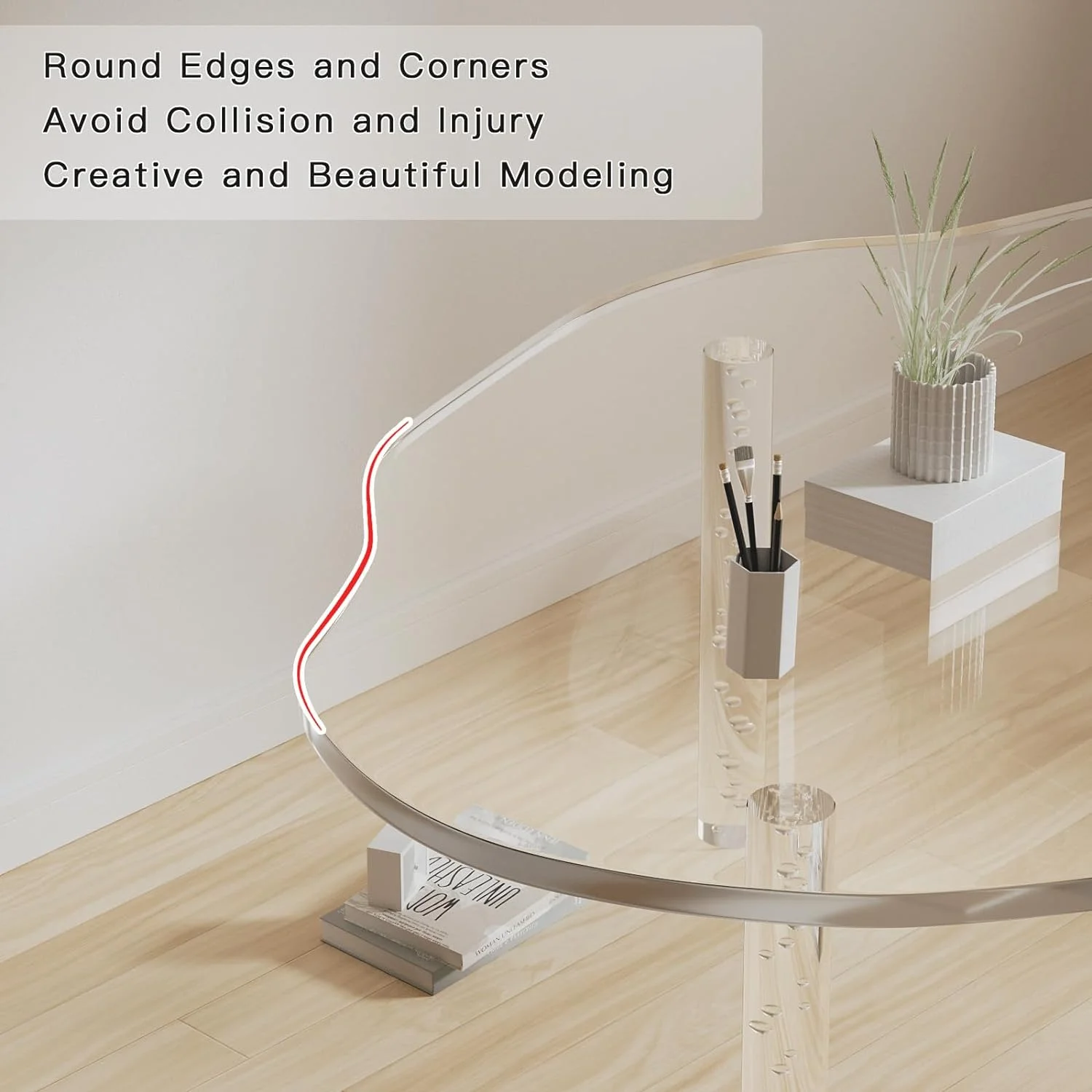 RUNFAYBIU Acrylic Cloud Shape Coffee Table  39"x28"x16" Modern Irregular Waterfall Clear Coffee Table  with 3 Solid Bubble Legs for Living Room Home Decor