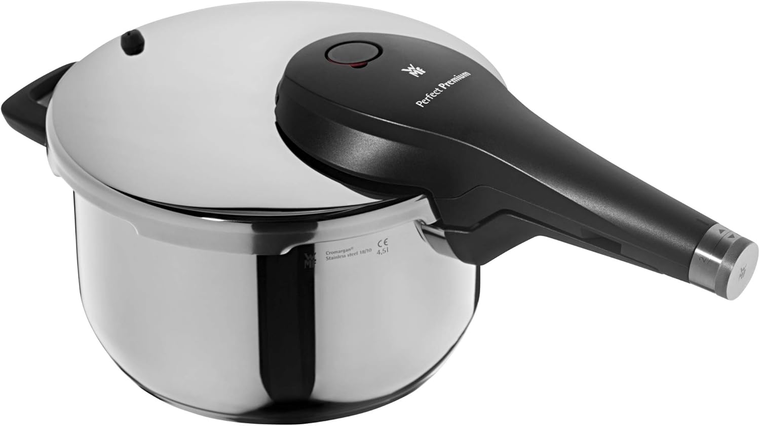 WHF WMF Perfect Premium Pressure 4.5 L Cromargan Polished Stainless Steel 2 Cooking Levels All-in-One Rotary Knob Suitable for Induction Cookers Dishwasher Safe Diameter 22 cm, Silver