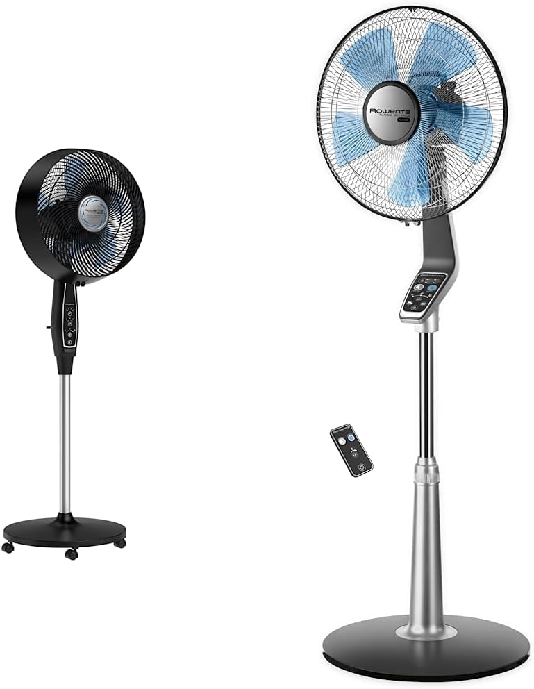 Rowenta Extreme Outdoor Fan with Remote 65 Inches Ultra Quiet Fan Oscillating & Turbo Silence Standing Floor Fan with Remote 53 Inches Ultra Quiet Fan Oscillating, Portable, 5 Speeds, Indoor