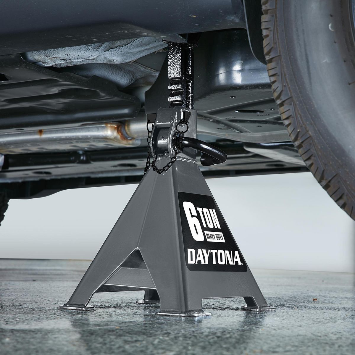 DAYTONA 6 Ton Heavy Duty Ratcheting Jack Stands, Slate Gray