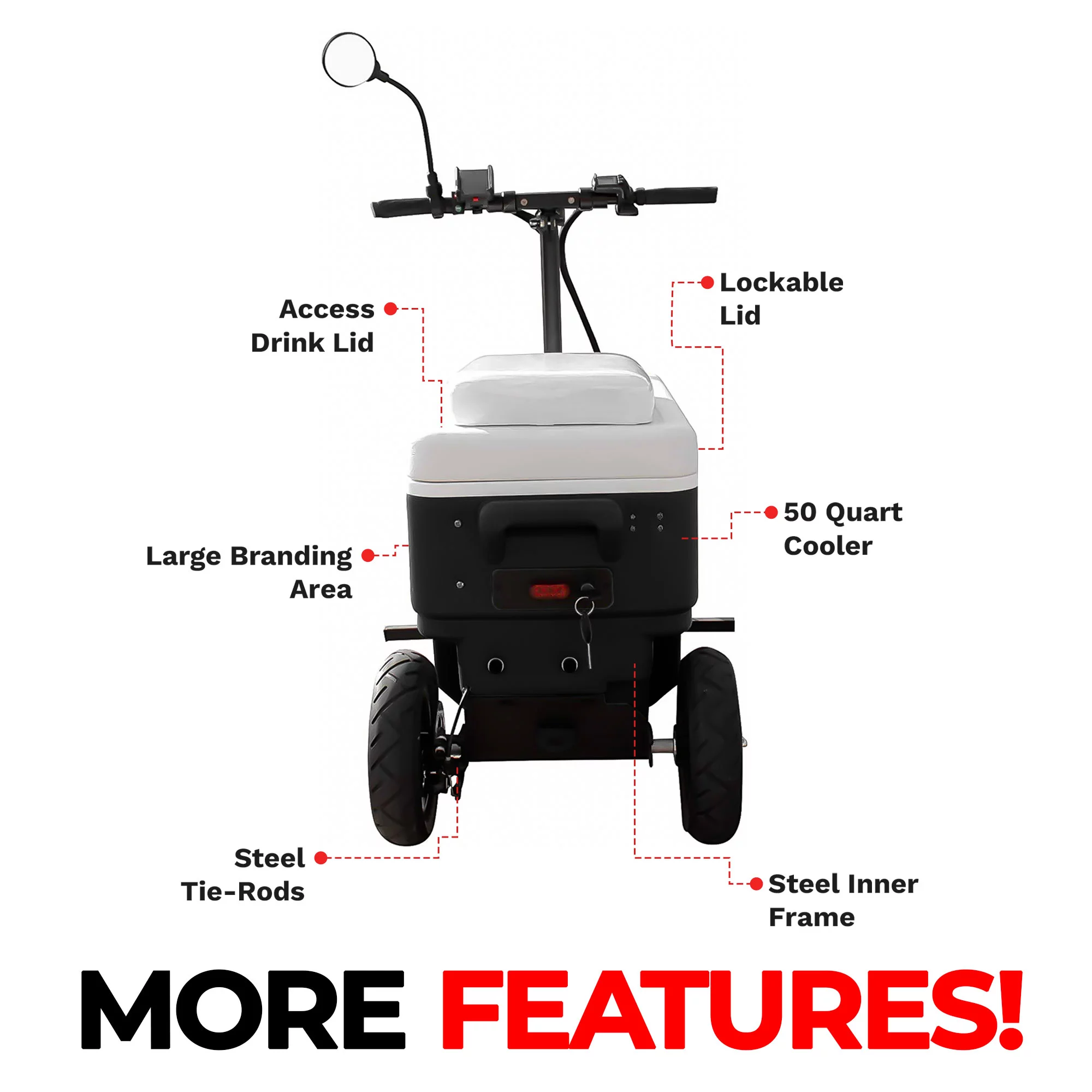 Cruzin Cooler CZ-HB SPORT-X Motorized Ice Chest Scooter, 13 MPH Top Speed