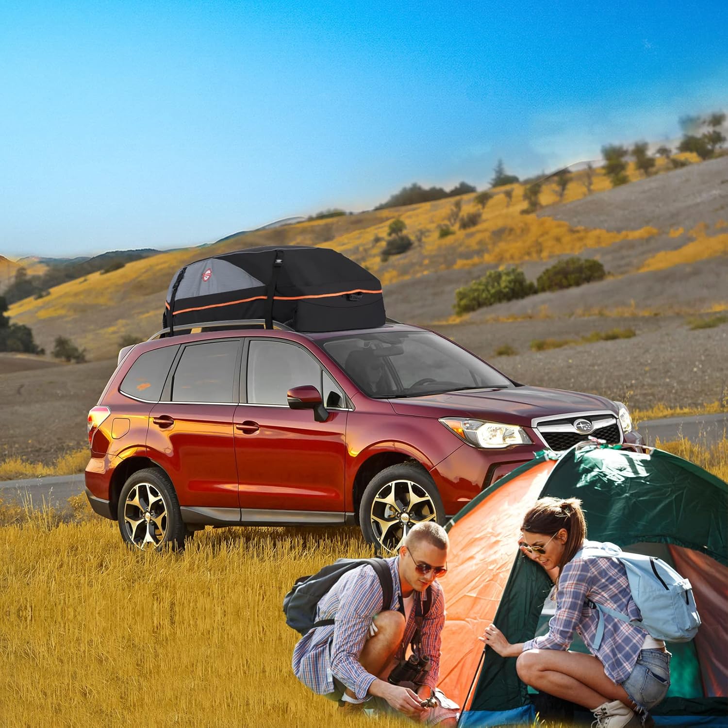 Sailnovo Car Rooftop Cargo Carrier Bag, 21 Cubic Feet 100% Waterproof Heavy Duty 900D Car Roof Bag for All Vehicle with/Without Racks - Anti-Slip Mat+6 Door Hooks