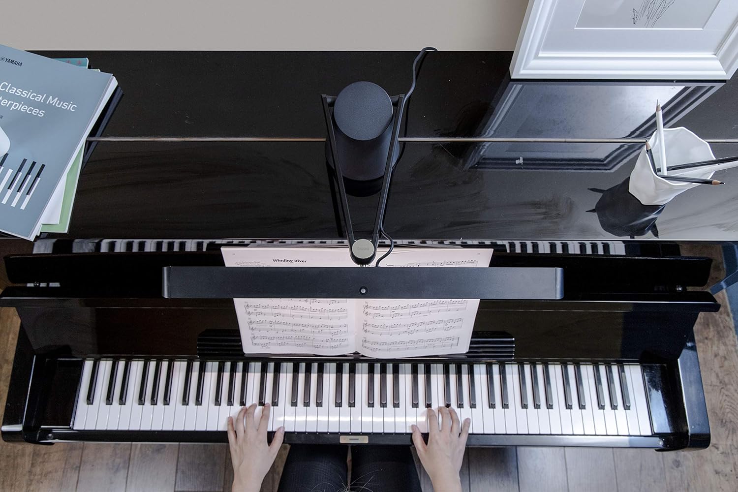 BenQ Black PL19-D 47 Wide Professional PianoLight with 6 Color Modes, 15 Brightness Levels, 360掳 Adjustable Height and Directions, Auto-Dimming & Eye Care Hood for Upright and Electric Pianos(Black)
