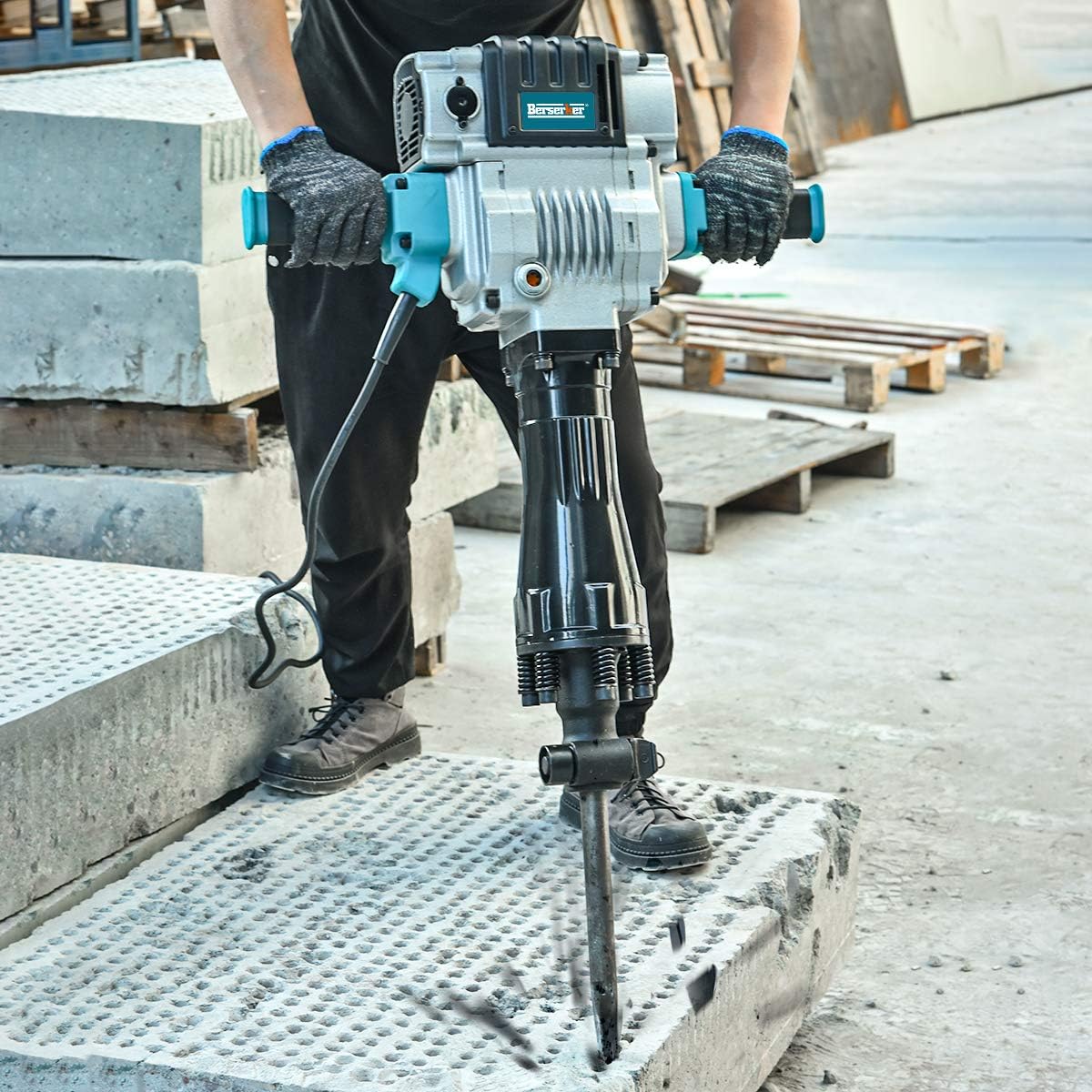 Berserker 1700W 30-Pound SDS-Hex Jack Hammer,1-1/8 14-Amp Corded Electric Heavy Duty Demo Demolition Chipping Hammer Concrete/Pavement Breaker with Carrying Case Flat Chisel Bull Point Chisel