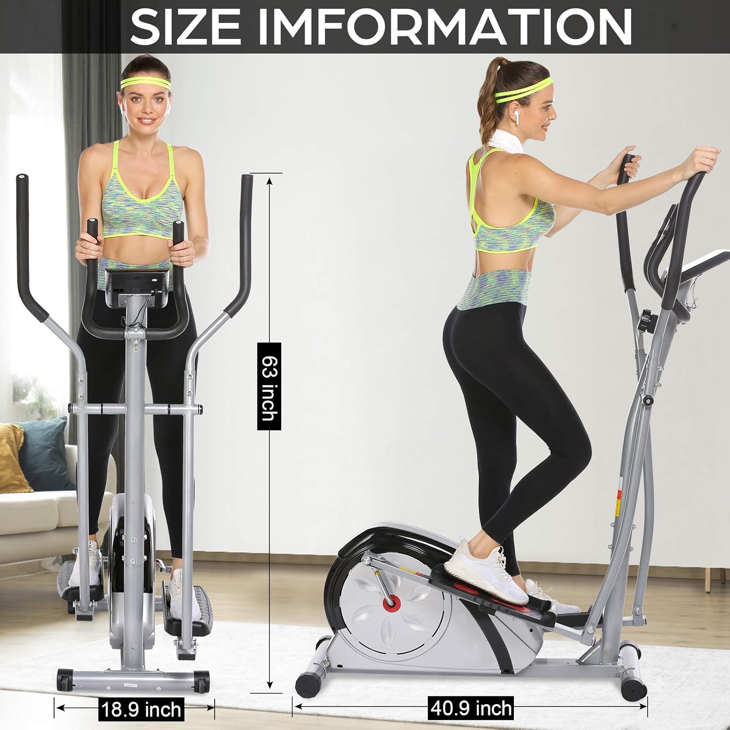 Elliptical Machine Magnetic Elliptical Training Machine for Home Use Elliptical Training Machines with LCD Monitor and Smooth Quiet Driven Pulse Rate Grips