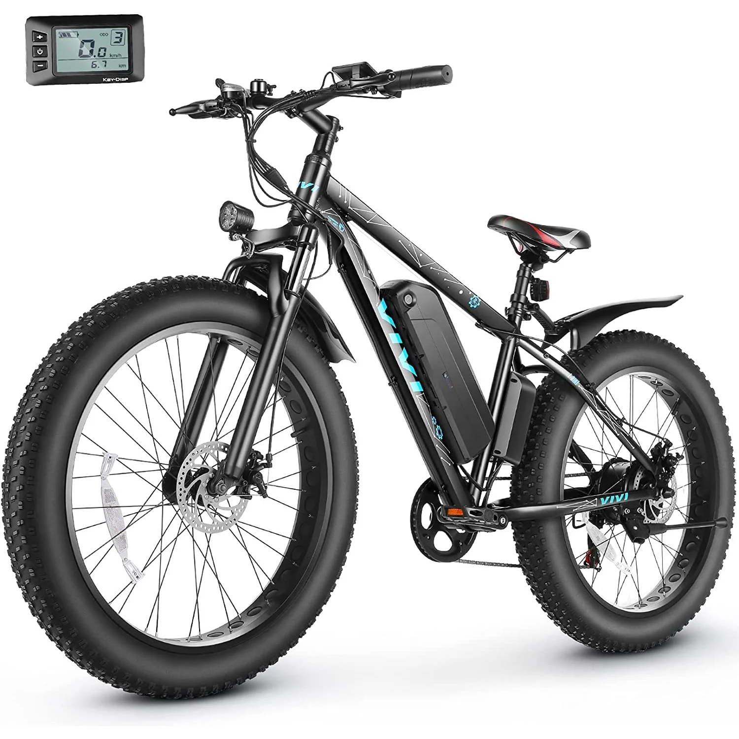 Vivi Electric Bike 26 x 4.0 Fat Tire Electric Bike 500W All Terrain Electric Bike 50 Miles Long Range Electric Mountain Bike Beach Bike Snow Bike