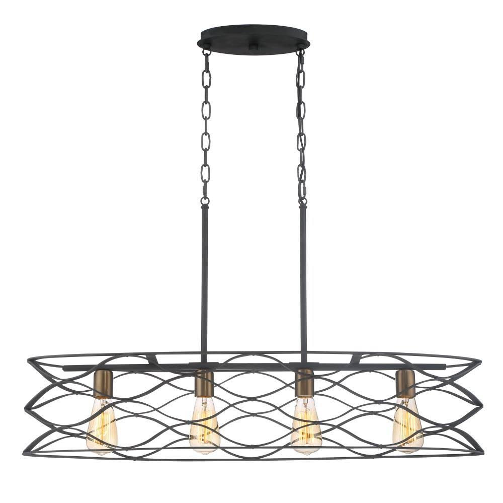 Quoizel Unity Mottled Black with Gold Casual/Transitional Kitchen Island Light | LWS3549H