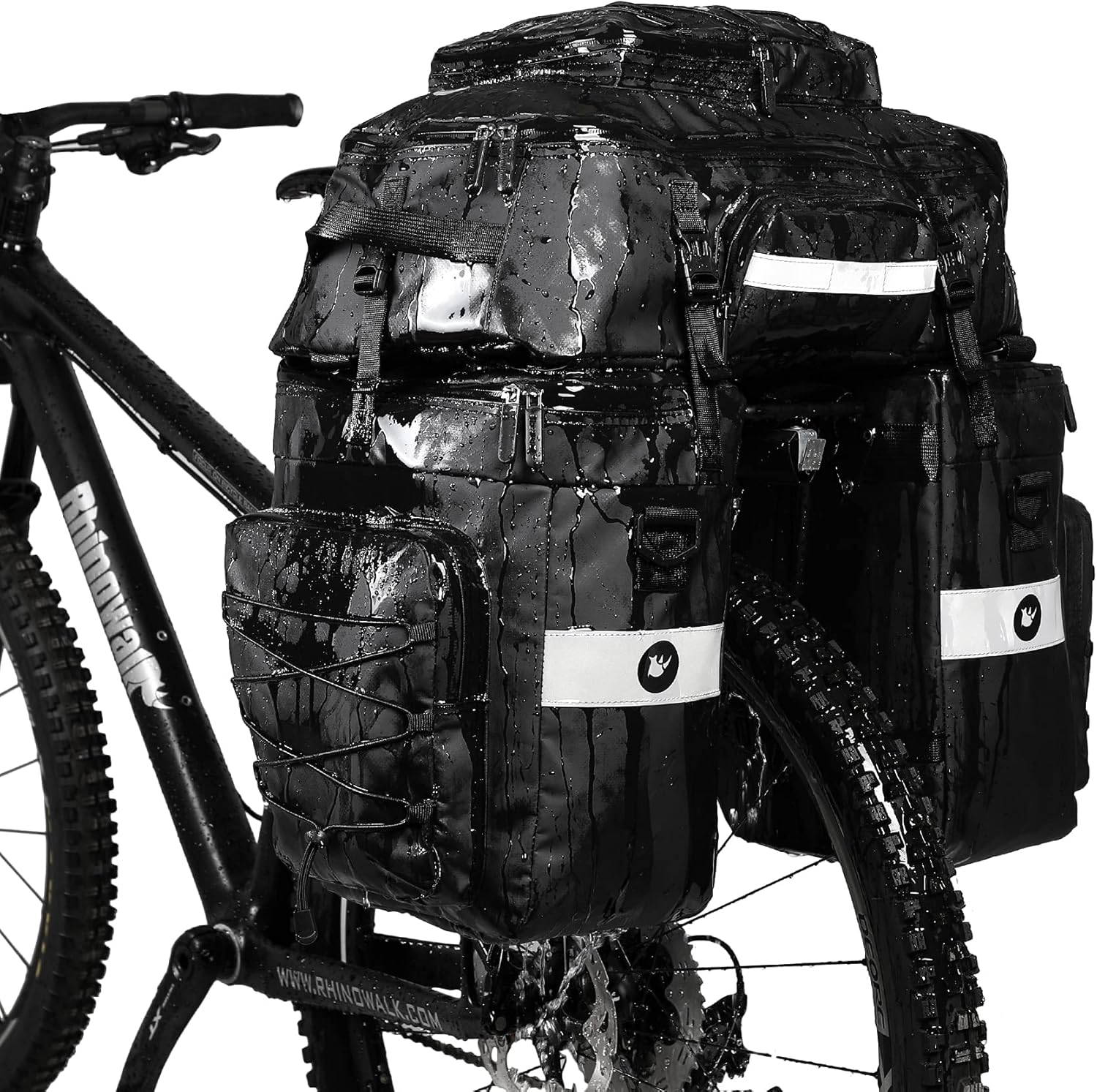 Rhinowalk 3 in 1 Bike Pannier Bag Multifunctional Bicycle Rear Rack Carrier Bag Backpack with Raincover