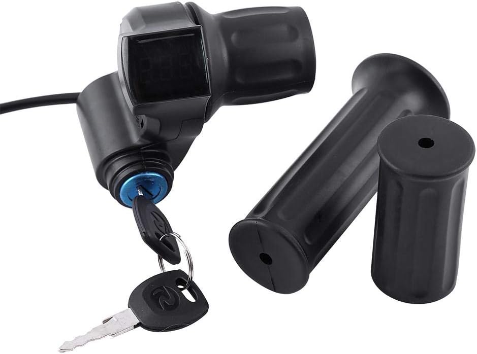 Zerodis Handlebar Grips, 12V-99V Electric Bike Scooter Half Wrist Throttle Grip Handle Half Twist Throttle Electric Bike Motor Scooter Speed Controller & Cable Set