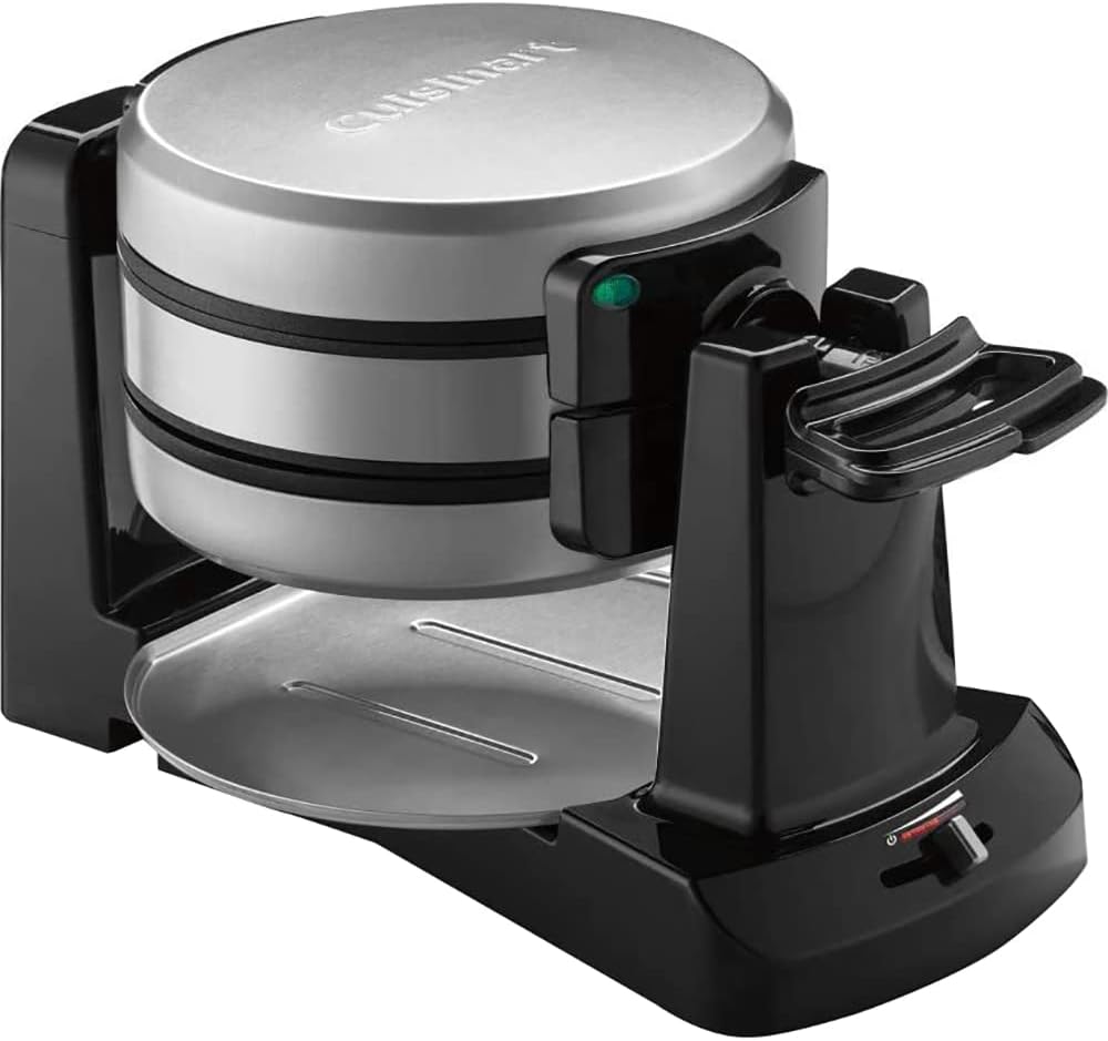 Cuisinart WAF-F40 Double Flip Belgian Waffle Maker Black/Stainless Bundle with 1 YR CPS Enhanced Protection Pack