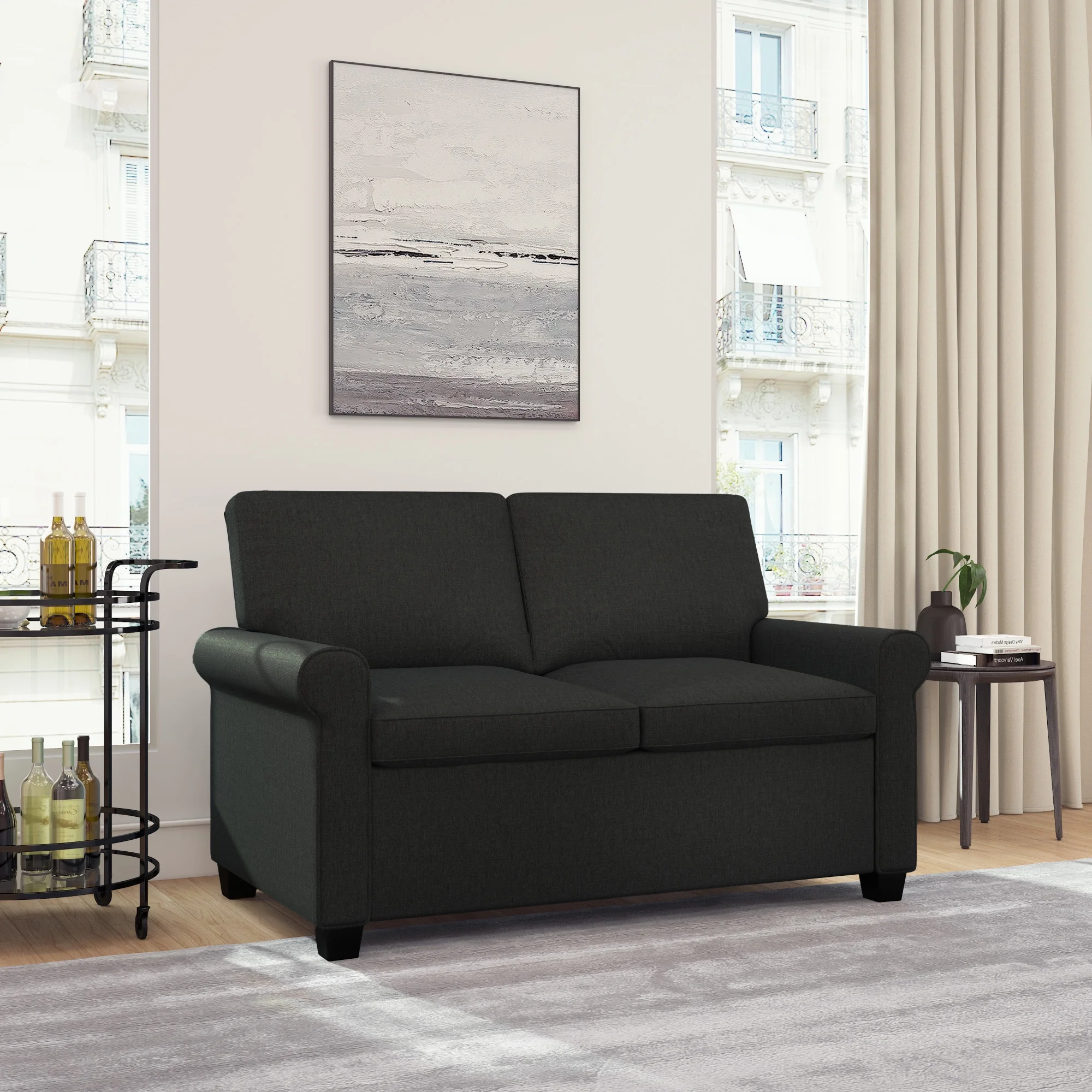 Mainstays Tatum Twin Sleeper Loveseat, Black