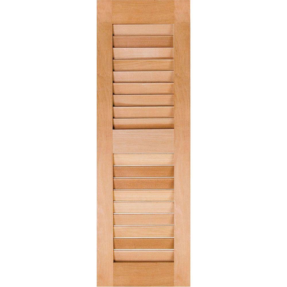 Ekena Millwork RWL15X044UNP Exterior Real Wood Pine Open Louvered Shutters (Per Pair), Unfinished, 15x22W x 44x22H