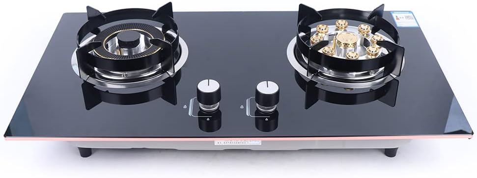 Built-in Gas Stovetop Tempered Glass 2 Burners, Gas Stove Cooktop Natural Gas Cooker