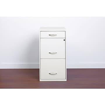 Staples 3-Drawer Light Duty Vertical File Cabinet, Locking, Letter, White, 18x22D (52144),Size: Large