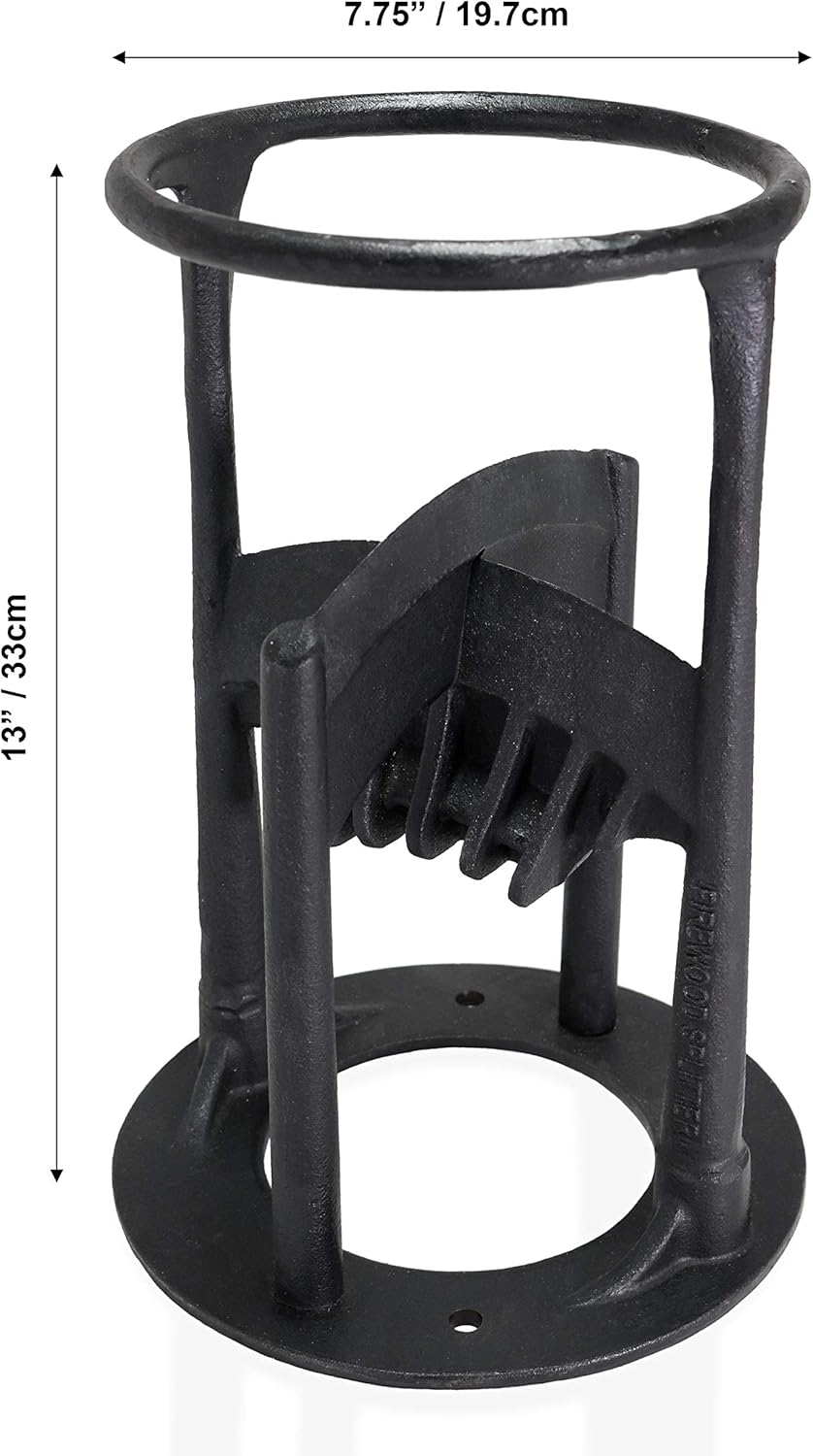 OKRONIS Firewood Splitter - Heavy Duty Cast Iron Kindling Log Splitting Wedge - Complete with Removable Secondary Blade Attachment