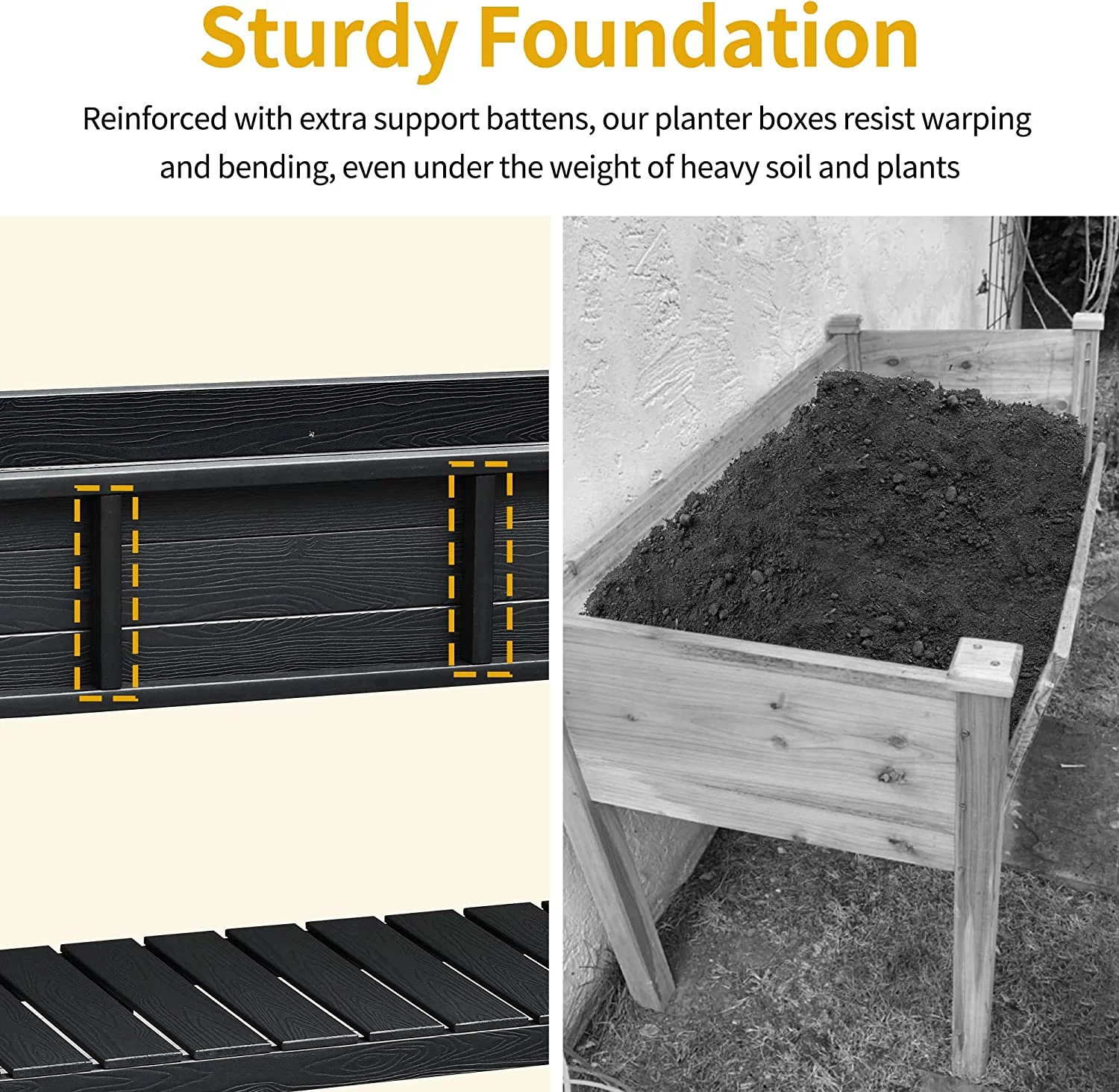 DWVO Outdoor Elevated Raised Garden Bed Planter Box with Legs & Shelf for Vegetables,Black