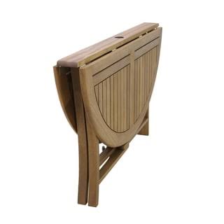 Eilaf 43-inch Round Eucalyptus Folding Table by Havenside Home, Brown